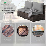 9 Pieces Patio Furniture Set with Fire Pit Table, Outdoor Rattan Sectional Sofa- All Weather High Backrest Wicker Couch Conversation Set with Waterproof Cushion for Backyard balcony Porch (Grey) Grezone