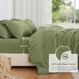 Love's cabin Seersucker Sage Green Twin Comforter Set, 5-Piece All Season Lightweight Bed in a Bag Bedding Set with Comforter, Flat Sheet, Fitted Sheet, Pillowcase and Sham Love's cabin