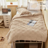 Joiedomi Tufted Twin Comforter Set, 2 Pieces Brown Boho Twin Bedding Set with 1 Plaid Geometric Comforter and 1 Pillow Sham, Checkered Bed in a Bag for All Seasons Joiedomi