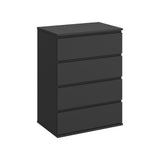 Modern Chest of Drawers, 4/5/6 Drawer Dresser Without Handles Floor Storage Drawer Cabinet Vertical Dresser Storage Organizer for Home Office (4 Drawers, Black) Panana