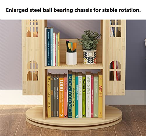 Heehee 360° Rotating Wooden Bookshelf for Kids - Eco-Friendly Floor Stand Book Rack Heehee