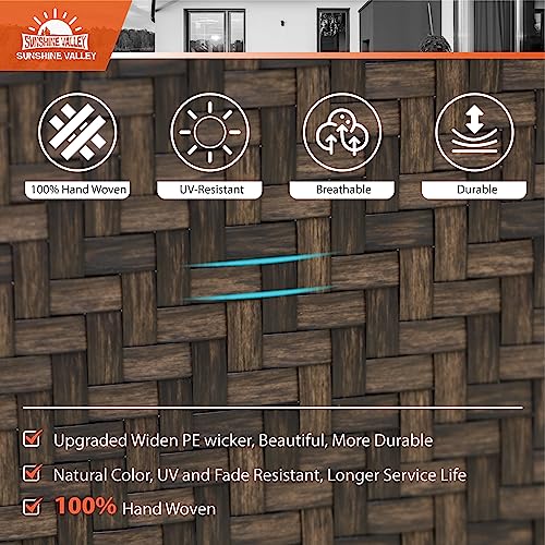 SUNSHINE VALLEY 9 Piece Wicker Patio Dining Sets, Outdoor Dining Sets for 8, 1 Expandable Metal Dining Table & 8 Patio Dining Chairs with Cushion All Weather Outdoor Table and Chair Sets for Backyard SUNSHINE VALLEY