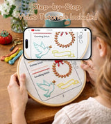 CIZULFY Beginner Embroidery Stitch Book Kit with Pre-Printed Fabric, 30 Essential Stitches and Practice Patterns(Floral Animal etc), Embroidery Beginner kit Adult with Tool and Video Guide