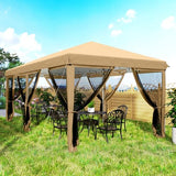 Outsunny 10' x 20' Pop Up Canopy Tent with Netting, Heavy Duty Instant Sun Shelter, Large Tents for Parties with Carry Bag for Outdoor, Garden, Patio, Beige Outsunny