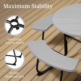 Best Choice Products 8-Person Outdoor Bench Patio Picnic Table, Circular w/ 4 Built-in Benches and Umbrella Hole, 2000lb Capacity - Light Gray Best Choice Products