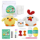 NestledCrafts Beginners Crochet Kit, Amigurumi Crochet Animal Kit, Easy Learn to Crochet with Step-by-Step Video Tutorials, 3PCS The Chick Family for Kids & Adults NestledCrafts