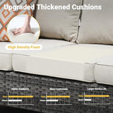 ovios Patio Furniture Set, 7 Piece Outdoor Wicker Sofa with Swivel Rocking Chairs, Loveseat and Comfy Cushions, High Back Rattan Couch Conversation Set, Beige ovios