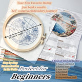 FONNUY Beach Ocean Embroidery Kit, Cross Stitch Kits for Beginners, Handmade Crafts with Printed Patterns for Beginner Adults, Easy to Follow Color Thread Needlework, 8'' Hoop (Holiday)