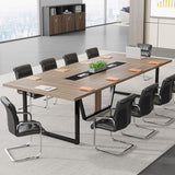 Tribesigns 8FT Conference Table, 94.49 L x 47.24 W x 29.53 H Inches Large Meeting Podcast Table for 10 People, Business Style Wooden Training Table with Strong Metal Frame for Office Conference Tribesigns