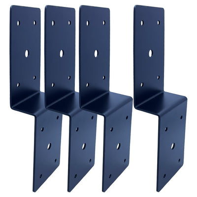 4 PCS Heavy Duty Steel Z Brackets 6" Post to Beam Support,Double Angle Channel Profile Corner Brace for Wood Shelves Fixing Lumber Connector Pergola Hardware Brackets,Thickness 3mm and Black