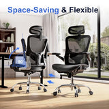 marrap Ergonomic Office Chair, Mesh Seat Cushion with 3D Armrests and 3D Headrest, Adjustable Lumbar Support with 90-120° Rocking Function, SGS Class 4 Gas Clylinder, Black marrap