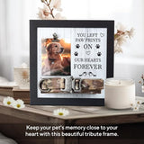 X-partner Pet Memorial Frame with Collar Holder – Dog & Cat Loss Remembrance Gift – You Left Paw Prints on Our Hearts Forever – Sympathy Keepsake Frame for Pet Lovers