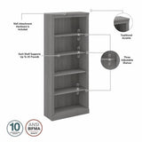 Bush Home Saratoga Tall 5 Shelf Bookcase - Set of 2 in Modern Gray Bush Home