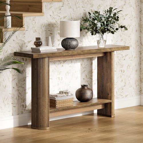 LITTLE TREE 55-Inch Modern Console Table, Narrow Sofa Table for Hallway, Wooden Entrance Table Behind The Couch for Living Room, Hallway, Entrance, Brown LITTLE TREE