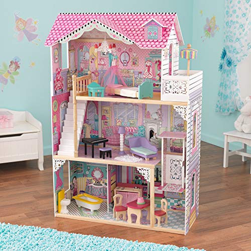 KidKraft Annabelle Wooden Dollhouse with Elevator, Balcony and 17 Accessories, Gift for Ages 3+ KidKraft
