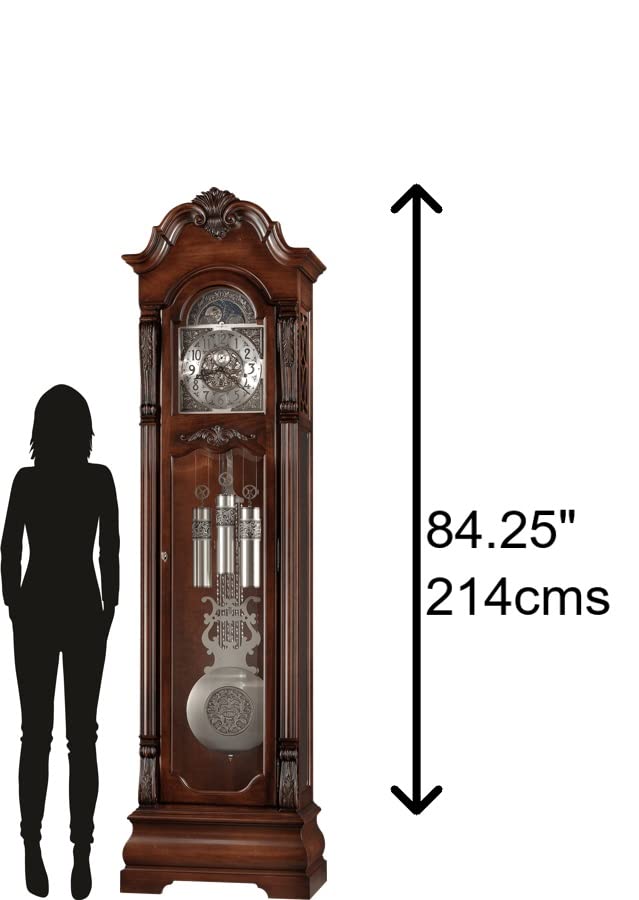 Howard Miller Fesler Grandfather Clock II, Wood Finish & Classic Style Arabic Numerals with Single Chime German Movement, Adjustable Levelers Pendulum Bob Floor Clocks for Bedroom & Living Room Howard Miller
