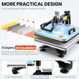 AKEYDIY 8 in 1 Heat Press with Tumbler Attachment 12 x 15 Inch Press W/Light Up PrimePress Sublimation Heat Press Machine Multifunction Swing Away Shirt Printing Heat Press for T-Shirts Cap & Mugs AKEYDIY