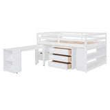 Full Size Low Loft Bed with Storage and Rolling Desk by Harper & Bright Designs Harper & Bright Designs
