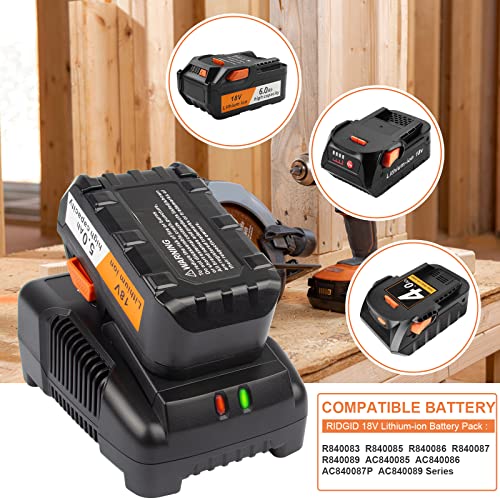 18V R86092 Fast Charger Lithium Battery Charger for RIDGID Tools 18V Battery R840083, R840085, R840086, R840087, AC840085, AC840086, AC840087P AC840089 etc. Futurebatt