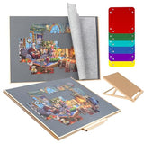 Sancallie 1500 Pieces Puzzle Board & Bracket Set/Wooden Puzzle Board Kit/Jigsaw Puzzle Plateau with 6 Sorting Trays Gray Felt Mat Cover - with Puzzle Board for Storing Jigsaw Puzzles, Grey Sancallie