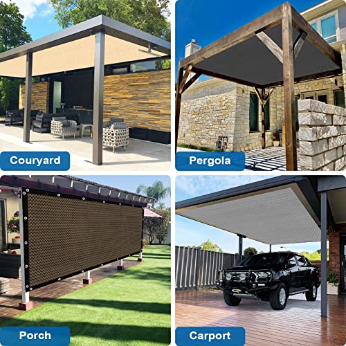Amagenix 90% Shade Fabric 12'X 18' Mocha Sun Shade Cloth with Grommets GN101 for Pergola Replacement Shade Cover Canopy - Commercial Grade 185 GSM - Cable Zip Ties Included (We Customized) Amagenix