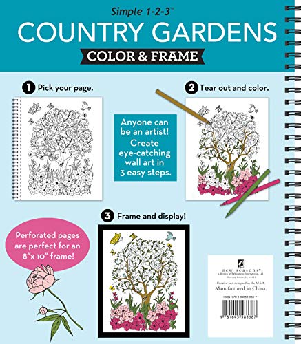 Color & Frame - Country Gardens (Adult Coloring Book) New Seasons