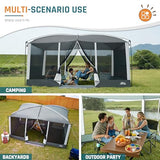 Screen House Room 13x9Ft DMH OUTDOORS Screen Tent Mesh Gazebos w/ 2 Magnetic Doors, Included Projection Screen, Camping Tent Screened Canopy Shelter for Outdoor Patios Backyards Activities DMH OUTDOORS