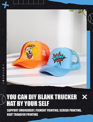 Tarpop 10 Pcs Sublimation Blank Trucker Hats Bulk Mesh Baseball Cap Polyester Mesh Trucker Hat for Men and Women (Bright Colors) Tarpop