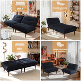 DreamDashio Futon Sofa Bed, 4 in 1 Multi-Functional Futon Couch with Adjustable Backrest, 75 inch Convertible Sleeper Sofa Bed and Recliner Lounge, Corduroy Loveseat for Living Room, Apartment, Black DreamDashio