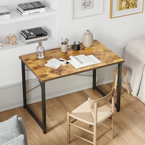 CubiCubi Computer Desk, 32 inch Small Home Office Desk for Small Spaces, Modern Simple Style for Home, Office, Study, Writing, Deep Brown CubiCubi
