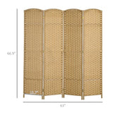 HOMCOM Room Divider, 4 Panel Folding Privacy Screen, 5.6' Tall Freestanding Wall Partition for Home Office, Bedroom, Nature Wood HOMCOM