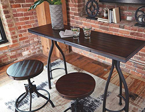 Signature Design by Ashley Odium Urban Counter Height Dining Table Set with 2 Bar Stools, Gray