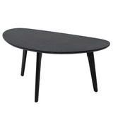 FIRMINANA Small Black Oval Coffee Table for Small Space , Simple Modern Center Table with OAK Wood Legs-Black-18.9" D x 33.47" W x 15.75" H FIRMINANA