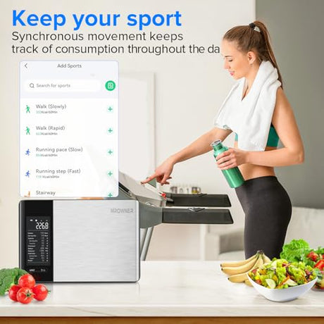 MrOwner Smart Food Kitchen Scale with Nutritional Calculator, Free App with 19 Nutrients Tracking, Calorie, Marco, Digital Weight Grams and Ounces for Weight Loss, Premium Stainless Steel, 22lb MrOwner