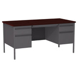 Lorell Double Pedestal Desk, 60 by 30 by 29-1/2-Inch, Mahogany Lorell
