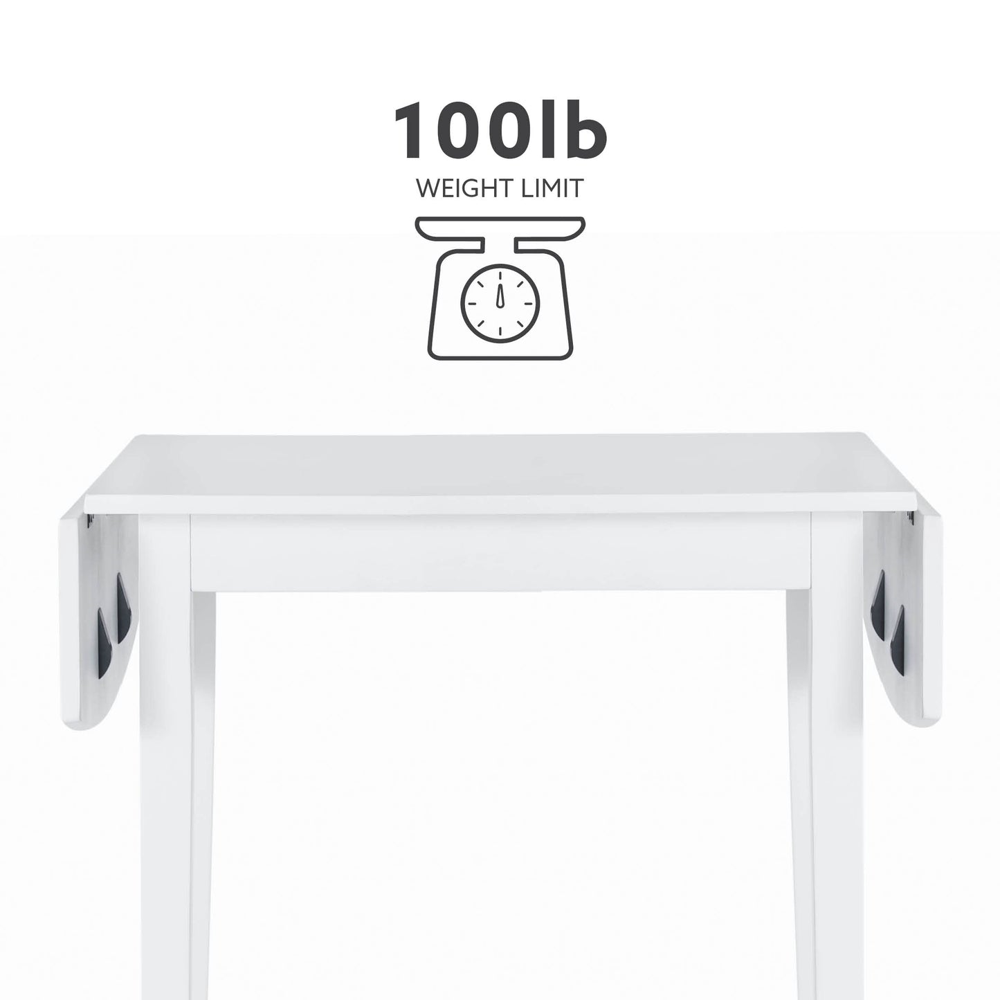 Linon White 30" Square 30" X 48" Fully Extended Torino Drop Leaf Table - WoodArtSupply