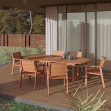 Amazonia Nelson 7-Piece Outdoor Oval Extendable Dining Table Set | Eucalyptus Wood | Ideal for Patio and Indoors Amazonia