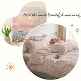 VM VOUGEMARKET Cotton Duvet Cover Twin Pink Flower Duvet Cover with Ruffle Pillowcases Teen Girls Aesthetic Bedding Set Garden Style Blooming Comforter Cover with Zipper Ties (3 pcs,68x86 Inch) VM VOUGEMARKET