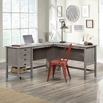 Sauder Cottage Road L-Desk, L: 65.12" x W: 58.66" x H: 29.76", Mystic Oak finish - WoodArtSupply