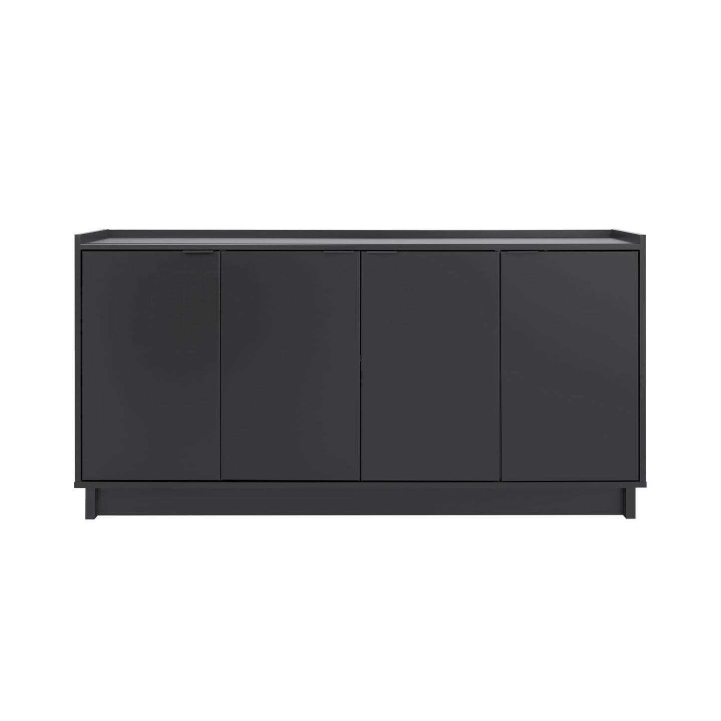 Prepac Simply Modern 4-Door Console Table with Storage Shelves - Black, 60" W x 30" H x 16" D - WoodArtSupply