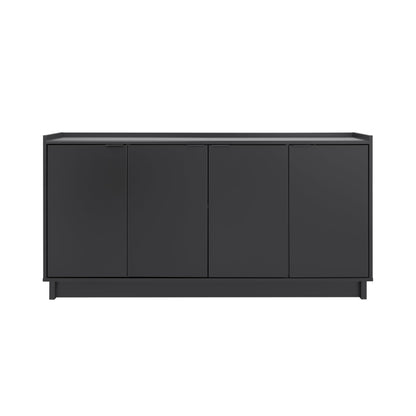 Prepac Simply Modern 4-Door Console Table with Storage Shelves - Black, 60" W x 30" H x 16" D - WoodArtSupply