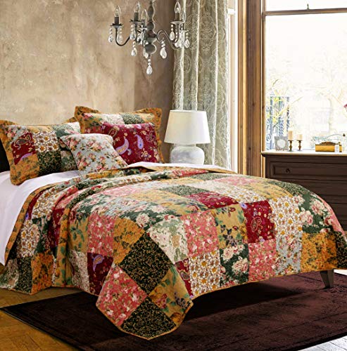 Greenland Home Antique Chic Authentic Patchwork Cotton Quilt Set, Natural, 3-Piece Full/Queen Greenland Home Fashions