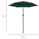 Best Choice Products 7.5ft Heavy-Duty Round Outdoor Market Table Patio Umbrella w/Steel Pole, Push Button Tilt, Easy Crank Lift - Green Best Choice Products