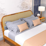 Bme Aurelia King Solid Wood Bed Frame with Rattan Headboard – Bohemian & Mid Century Modern Luxury Bme