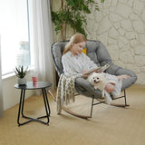 Grand patio Rocking Chair Outdoor, E-Coated Papasan Rocking Chair with Cushion, Outdoor Rocker Recliner Chair for Patio Porch Garden Backyard, Grey Grand patio