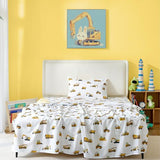 3-Piece Twin Size Bed Sheet Set by Coukouchyi, Soft & Breathable Kids Fitted & Flat Sheet for Boys with Deep Pocket, Construction Cars Cokouchyi