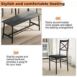 VINGLI 55in Modern Dining Table Set for 6, Rectangular Kitchen Dining Table, Bench, 6 Piece Wooden Dinner Table Set with Upholstered Chairs for Kitchen, Dining Room, Apartment - Dark Grey VINGLI