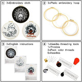Armindou Halloween Embroidery Starter Kits for Beginners Adults, Stamped Cross Stitch Kit for Adult Beginner, Needlepoint Hand Embroidery Kit with Pattern, 3 Embroidery Hoop, 3 Set Embroidery Supplies