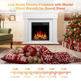Xbeauty 44" Electric Fireplace with Mantel Surround, 750W/1500W LED Freestanding Fireplace Heater with Realistic Flame, Adjustable Brightness, Remote Control for Living Room,Bedroom，Pearl White Xbeauty