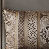 Madison Park Bellagio Cozy Comforter Set - Luxurious Jaquard Traditional Damask Design, All Season Down Alternative Bedding with Matching Shams, Decorative Pillow, Queen(90"x90"), Brown/Gold 7 Piece Madison Park